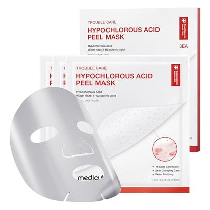 medicube Hypochlorous Acid Peel Mask 3er-Pack | Abziehbare Blattmaske für überschüssigen Talg, Poren und Mitesser | Panthenol, Hyaluronsäure für Feuchtigkeit und Porenverfeinerung | Koreanische Hautpflege (13ml x 3 Stück)