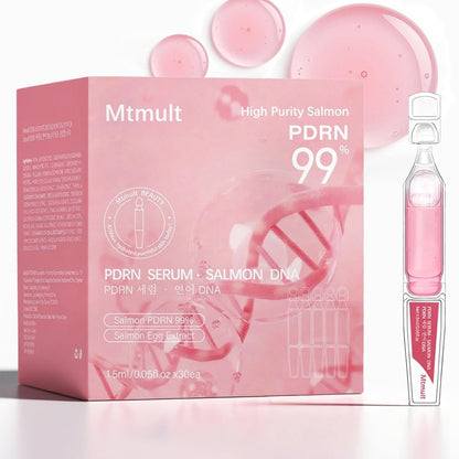 Mtmult Salmon DNA PDRN Serum – Anti-Aging Ampulle mit 99% Salmon DNA PDRN, Kollagen & Hyaluronsäure, 0,05 fl.oz x 30, festigend & feuchtigkeitsspendend