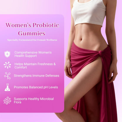 Le Tian Xian Her Juicy Probiotische Gummis für Frauen mit Ulmenrinde, Präbiotika & Lactobacillus – für pH-Balance & Verdauungsgesundheit, tropischer Ananasgeschmack, 60 Stück