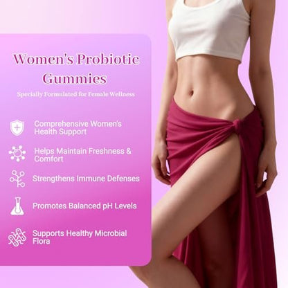 Le Tian Xian Her Juicy Probiotische Gummis für Frauen mit Ulmenrinde, Präbiotika & Lactobacillus – für pH-Balance & Verdauungsgesundheit, tropischer Ananasgeschmack, 60 Stück