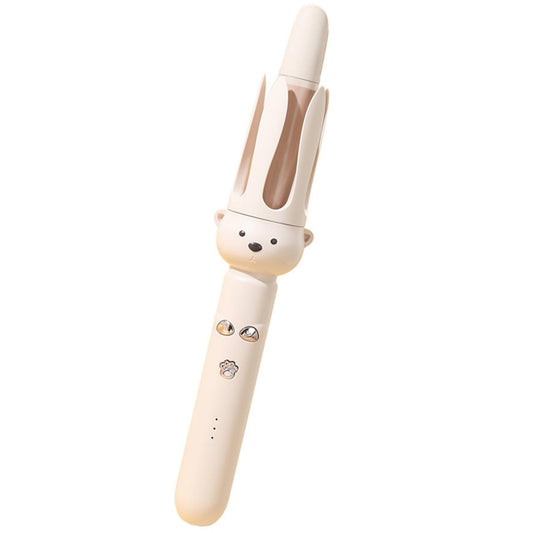 Joygoodta Automatischer Lockenstab mit Negativ-Ionen, rotierender Lockenstab mit Timer und 3 Temperaturstufen, 1,1 Zoll hitzebeständiger Lockenstab für langes Haar, Beige