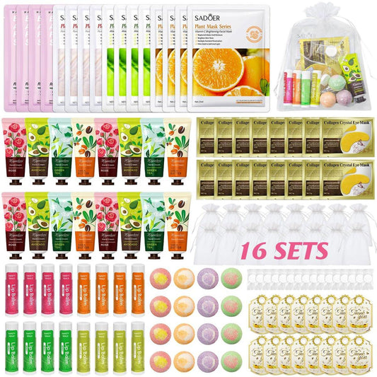 128-teiliges Spa-Party-Set für Frauen – Lippenbalsam, Gesichtsmasken, Handcreme, Augenpflaster, Fußbadebomben – Ideal für Geschenke und Übernachtungspartys