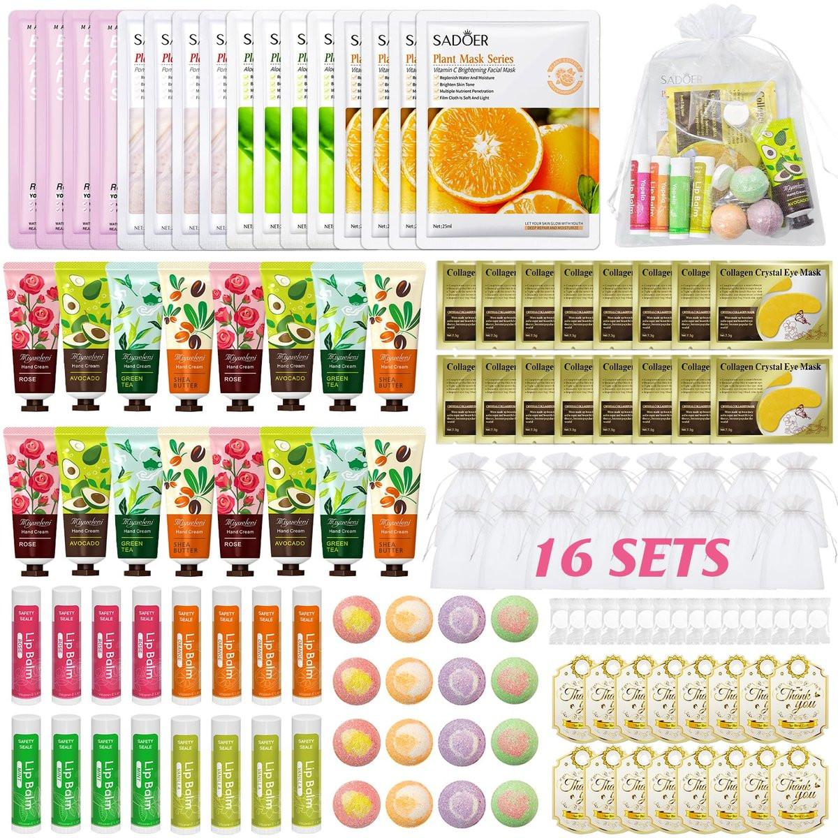 128-teiliges Spa-Party-Set für Frauen – Lippenbalsam, Gesichtsmasken, Handcreme, Augenpflaster, Fußbadebomben – Ideal für Geschenke und Übernachtungspartys