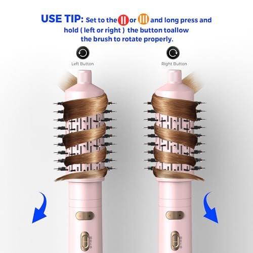 4-in-1 Rotierender Haarbürsten-Föhn mit abnehmbaren Bürsten (2" & 1,5"), Ionen-Technologie, 100-120V, 3 Heizstufen und 2 Geschwindigkeiten – Locken, Glätten, Trocknen