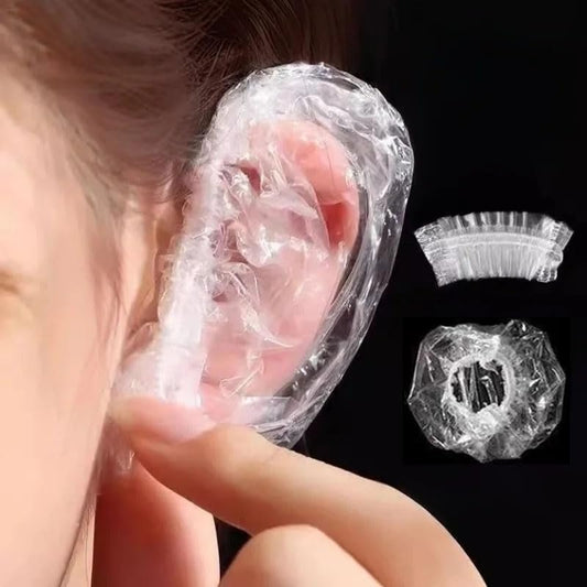 400 Stück Einweg-Wasserdichte Ohrschützer, Kleine Duschhauben für Haarfärbung, Schwimmen & Baden – Transparente Plastikkappen für Salon, Reisen, Erwachsene & täglichen Gebrauch