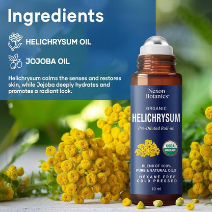 Bio Helichrysum Ätherisches Öl Roll-On 10 ml – Natürliche Aromatherapie für Hautpflege, Entspannung, Stressabbau & tägliches Wohlbefinden – Nexon Botanics