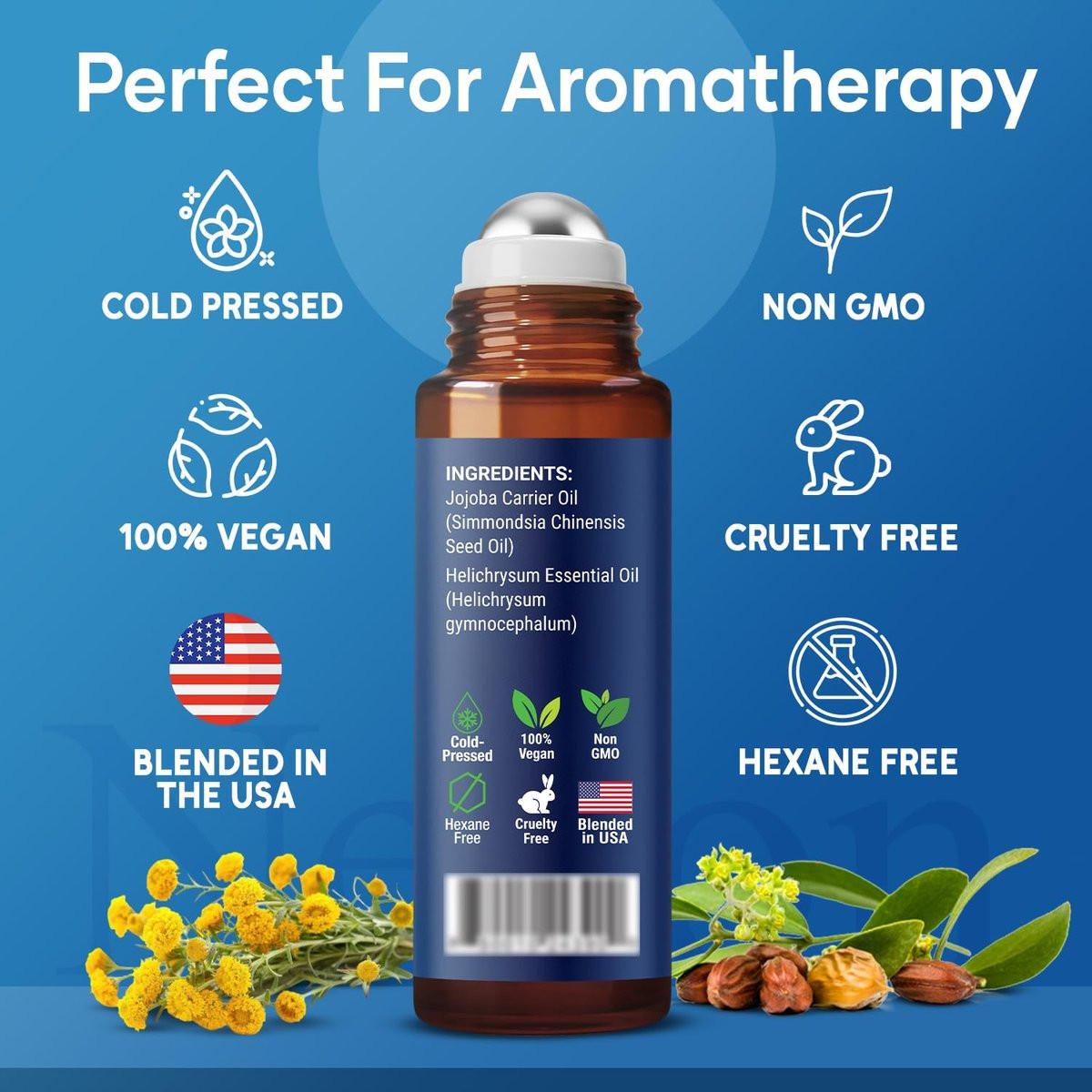 Bio Helichrysum Ätherisches Öl Roll-On 10 ml – Natürliche Aromatherapie für Hautpflege, Entspannung, Stressabbau & tägliches Wohlbefinden – Nexon Botanics