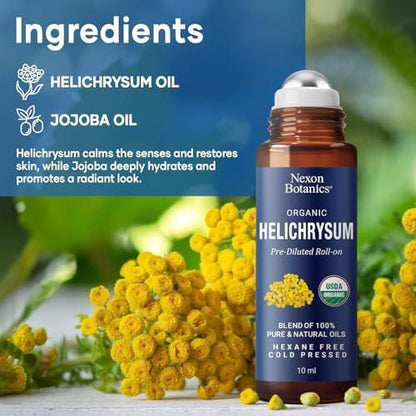 Bio Helichrysum Ätherisches Öl Roll-On 10 ml – Natürliche Aromatherapie für Hautpflege, Entspannung, Stressabbau & tägliches Wohlbefinden – Nexon Botanics