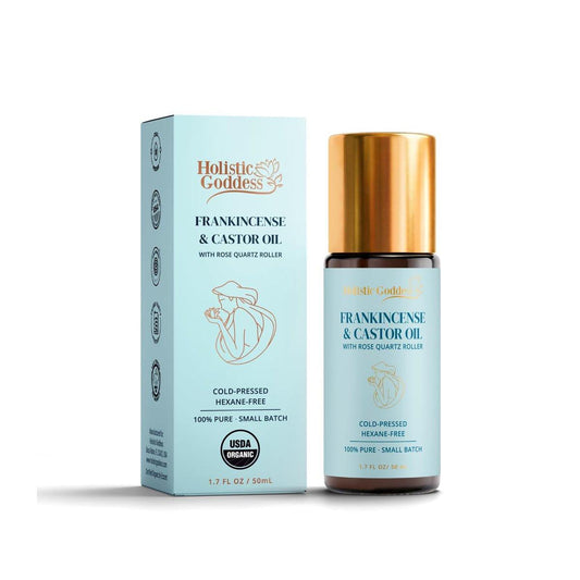 Holistic Goddess Bio-Rizinusöl Roll-On mit Weihrauch – Strafft feine Linien, hellt die Augenpartie auf & spendet intensive Feuchtigkeit
