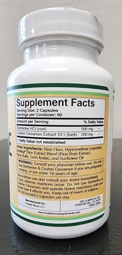 Berberin mit Ceylon-Zimt – 120 Kapseln für Stoffwechsel und metabolische Gesundheit, drittanbietergetestet, vegan, nicht-GVO, glutenfrei von Double Wood
