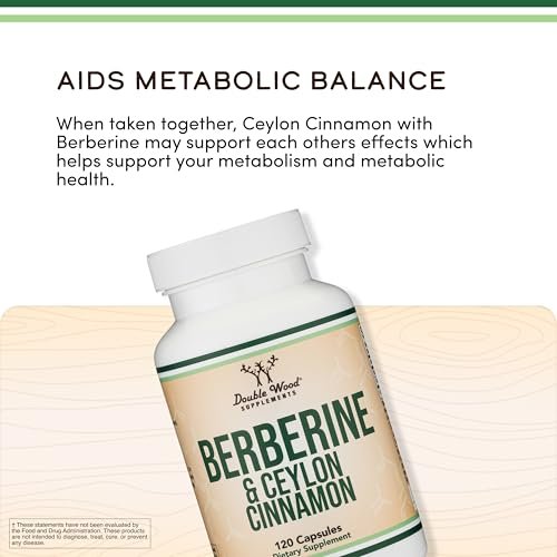 Berberin mit Ceylon-Zimt – 120 Kapseln für Stoffwechsel und metabolische Gesundheit, drittanbietergetestet, vegan, nicht-GVO, glutenfrei von Double Wood