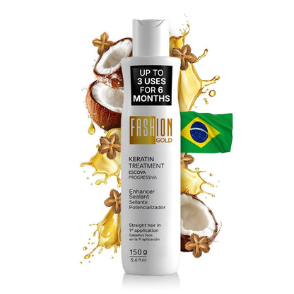 Fashion Gold Keratin-Haarbehandlung – Gold-Keratin-Haarkur für bis zu 3 Anwendungen, Haarbotox-Behandlung, Glättung ohne Formaldehyd, 150 g