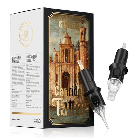 STIGMA Tattoo Nadeln Sortiment 50 Stück 0,35mm – 3RL 5RL 7RL 9RL 5RS 7RS 9RS 7RM 9RM 9M1 – Einweg-Tätowierpatronen EN05X-50KIT-G