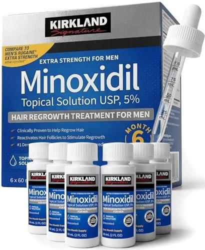 Kirkland Minoxidil für Männer Flüssig, Extra starke Haarwuchsbehandlung 5%, 6-Monats-Vorrat – Verbesserter Applikator und kostenloser Leitfaden