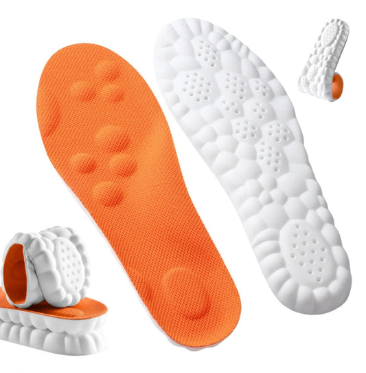 4D Stepper Einlegesohlen für Damen & Herren – Memory-Schaum-Sohlen, Massage-Schuh-Einlagen – Zuschneidbare Cloud-Einlegesohlen gegen Fußschmerzen & Ermüdung (Orange, L)