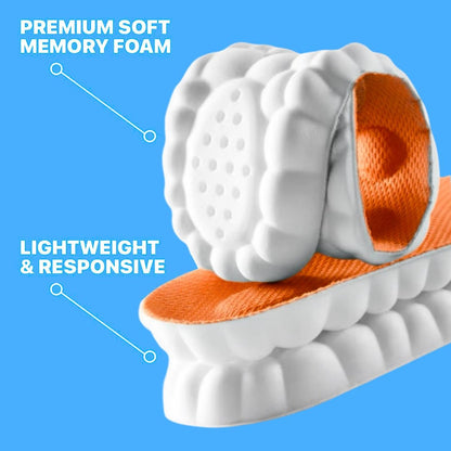 4D Stepper Einlegesohlen für Damen & Herren – Memory-Schaum-Sohlen, Massage-Schuh-Einlagen – Zuschneidbare Cloud-Einlegesohlen gegen Fußschmerzen & Ermüdung (Orange, L)