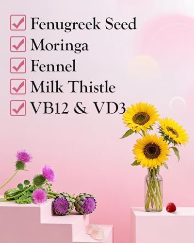 Lactation Support Gummies – Kräutermischung mit Bockshornklee, Moringa & Fenchel – Postnatale vegane Vitamine B12 & D3 – Natürlicher Milchbildung-Booster für stillende Mütter – Himbeergeschmack, 60 Gummis