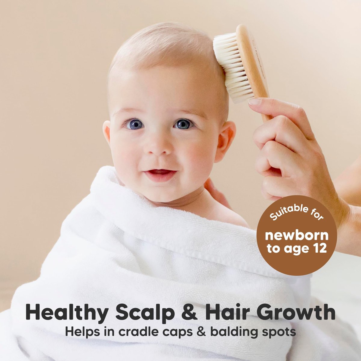 Baby Haarbürsten-Set für Neugeborene – Weiche Ziegenhaar-Bürste und Kamm aus Holz, Sanftes Pflegeset für Milchschorf, Langlebig & Schonend, Unisex, Baby-Grundausstattung (Klein, Walnuss)