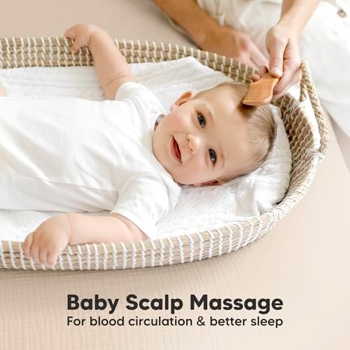 Baby Haarbürsten-Set für Neugeborene – Weiche Ziegenhaar-Bürste und Kamm aus Holz, Sanftes Pflegeset für Milchschorf, Langlebig & Schonend, Unisex, Baby-Grundausstattung (Klein, Walnuss)