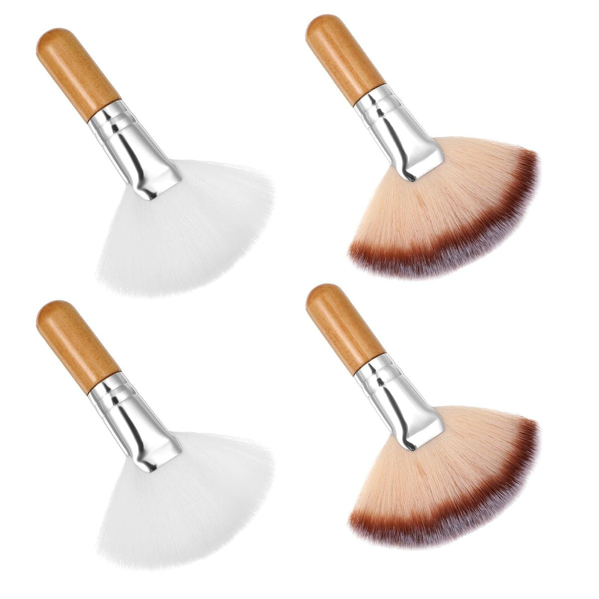 Matwsec 4er-Set Fächerpinsel für Gesichtspuder, Rouge und Bodypuder – Weiche Nylon-Make-up-Pinsel für professionelles und privates Styling