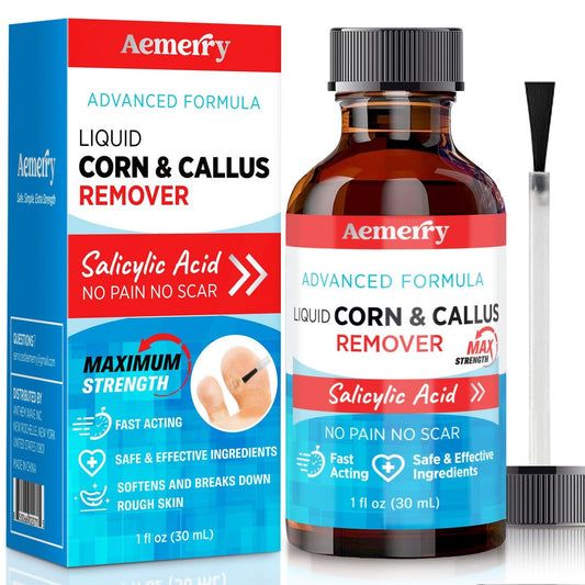 Aemerry Hühneraugenentferner für Zehen & Füße: Flüssige Salicylsäure 17% – Extra starke, schnell wirkende Hornhaut- und Hühneraugenentfernung für Füße und Finger, 30 ml