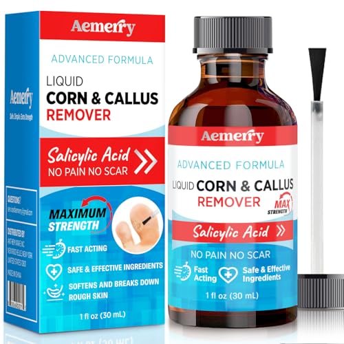 Aemerry Hühneraugenentferner für Zehen & Füße: Flüssige Salicylsäure 17% – Extra starke, schnell wirkende Hornhaut- und Hühneraugenentfernung für Füße und Finger, 30 ml