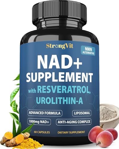 StrongVit NAD Resveratrol Supplement für Frauen & Männer – Unterstützt Zellgesundheit, Energie & gesundes Altern – Hochwirksame Mischung, drittanbieter-getestet in den USA (60 Kapseln)