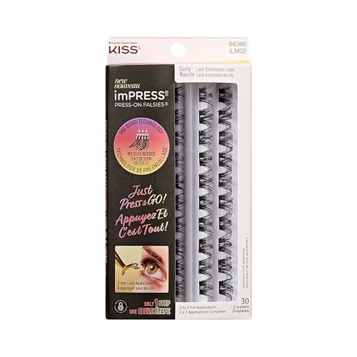 Kiss Impress False Eyelashes Lash Clusters 'Curly' – 30 Wimpern-Cluster 10-14 mm, Wiederverwendbar, Kontaktlinsenfreundlich