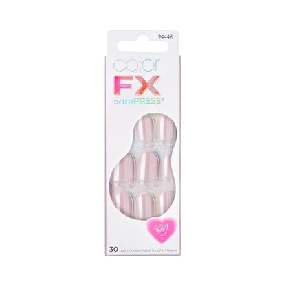 imPRESS Kiss colorFX by Impress Valentine’s Day Press On Nägel 'Adorable' – Rosa, Kurz, Oval, Verbesserter Halt bis zu 10 Tagen, Set mit 30 Fake Nägeln, Vorbereitungspad, Manikürestab, Mini-Nagelfeile
