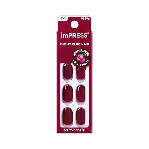 Kiss Impress No Glue Mani Press On Nägel, ColorFX, 'Diamond Drip', Pink, Kurze Länge, Ovale Form, Inklusive 30 Nägel, Vorbereitungspad, Anleitungsblatt, 1 Manikürestäbchen, 1 Mini-Feile