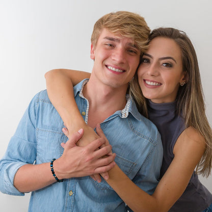 Gnamy Dreifach-Schutz Perlenarmband für Männer – Blauer Tigerauge Hämatit Armband Schwarzer Obsidian Armband – Geburtstags-, Jubiläums-, Valentinstags-Heilschmuck Geschenk für Ehemann, Freund, Liebhaber