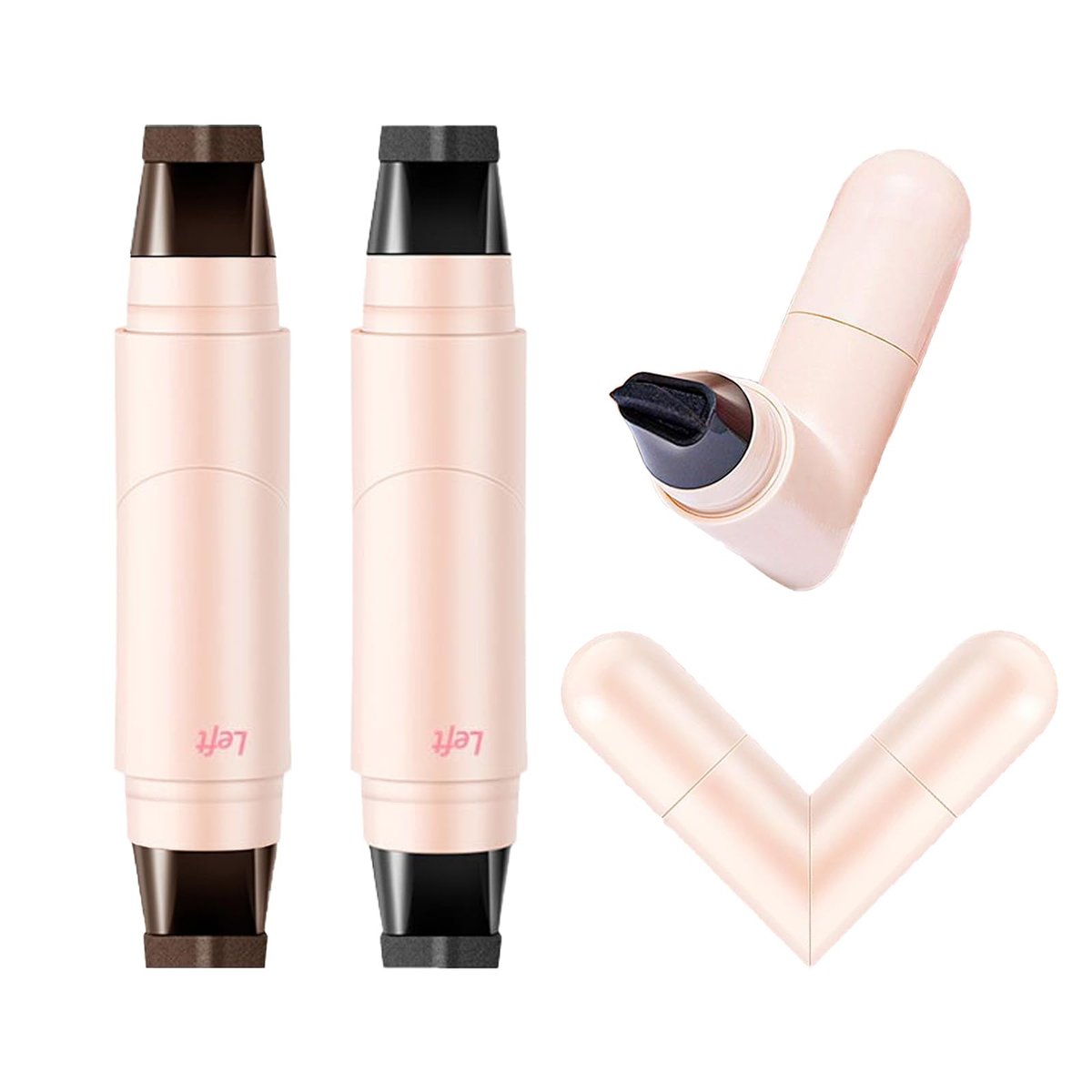 Bekoeen 2er-Set Gel-Eyeliner-Stifte, faltbarer schwarzer und brauner Eyeliner-Stempel, wasserfester und wischfester Eyeliner-Stift für Anfänger, mühelos exquisite Make-up-Looks