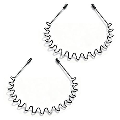 Asltw 2er-Pack Metall-Haarband für Männer und Frauen – Rutschfeste, schwarze, schlichte Mode-Haarbänder für Sport und Alltag