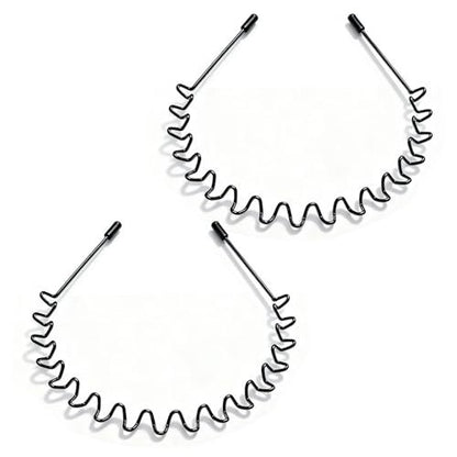Asltw 2er-Pack Metall-Haarband für Männer und Frauen – Rutschfeste, schwarze, schlichte Mode-Haarbänder für Sport und Alltag