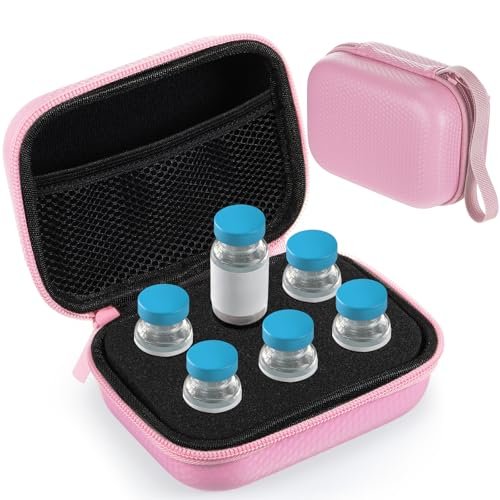 Teenyyou 6-Fach Insulin-Peptide-Kühlbox Aufbewahrungstasche aus Oxford-Stoff und EVA – Geeignet für 10-ml-Standardfläschchen – Reise-Kühltasche für Diabetes-Zubehör (Pink)