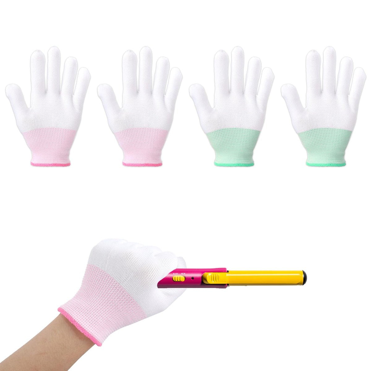 Exircy 4er-Pack Hitzeschutzhandschuhe für Haarstyling, hitzebeständige Profi-Lockenhandschuhe für Glätteisen und Lockenstäbe, geeignet für Sublimations-Wärmeübertragungsdruck