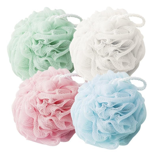 Duschschwamm Loofah für Männer und Frauen – Peeling Körperbürste, 4 Mesh Duschpoufs in verschiedenen Farben für Duschgel