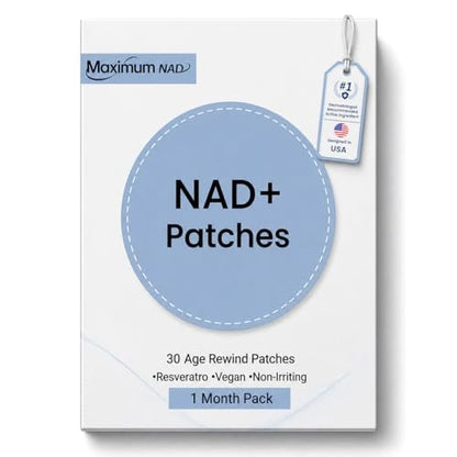NAD+ Patches für Frauen & Männer mit Nicotinamid und Resveratrol – 30 Pflaster, Premium 8-Stunden-Formel mit verlängerter Wirkung, vegan