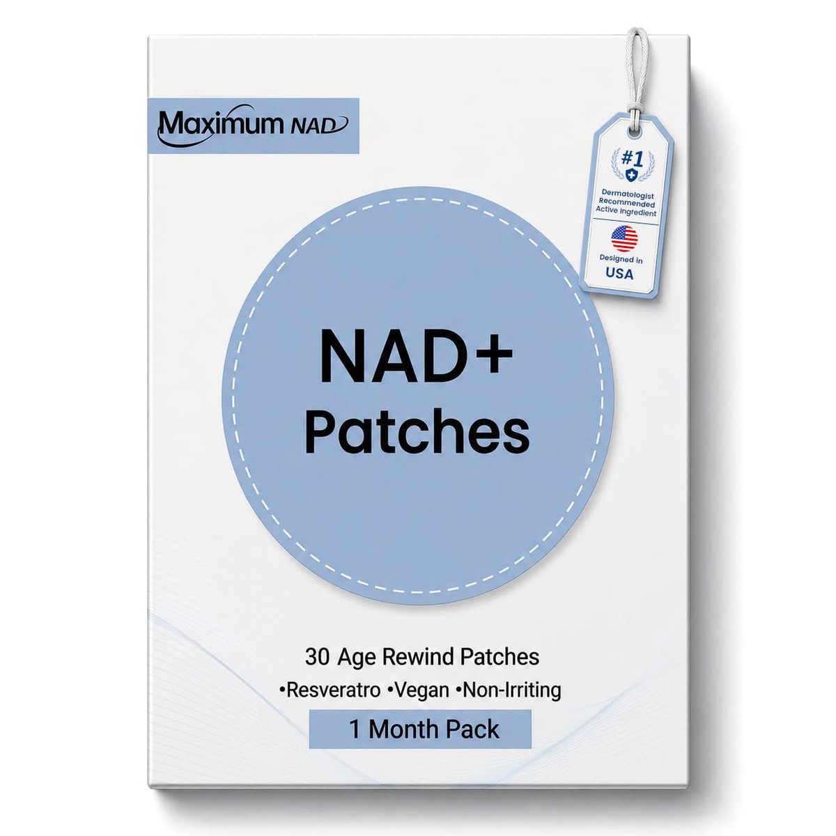NAD+ Patches für Frauen & Männer mit Nicotinamid und Resveratrol – 30 Pflaster, Premium 8-Stunden-Formel mit verlängerter Wirkung, vegan