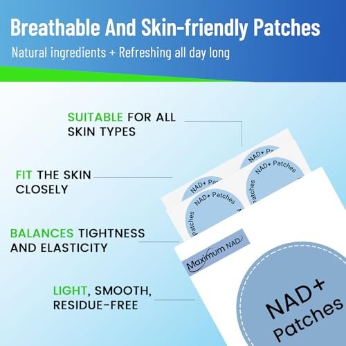 NAD+ Patches für Frauen & Männer mit Nicotinamid und Resveratrol – 30 Pflaster, Premium 8-Stunden-Formel mit verlängerter Wirkung, vegan