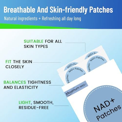 NAD+ Patches für Frauen & Männer mit Nicotinamid und Resveratrol – 30 Pflaster, Premium 8-Stunden-Formel mit verlängerter Wirkung, vegan