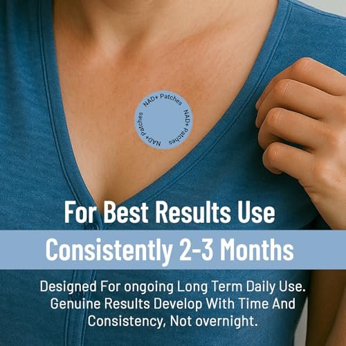 NAD+ Patches für Frauen & Männer mit Nicotinamid und Resveratrol – 30 Pflaster, Premium 8-Stunden-Formel mit verlängerter Wirkung, vegan