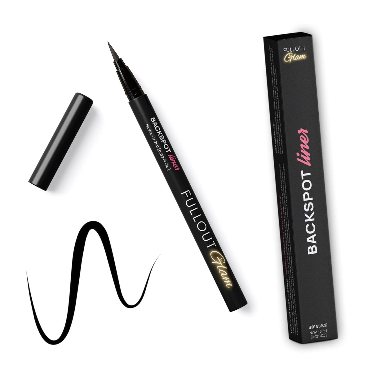 Full Out Glam BackSpot Liner Magnetischer Eyeliner – Ultra-starker Halt für magnetische Wimpern, wasser- und schweißfest, einfach aufzutragen mit ultrapräziser Spitze, enthält einen Eyeliner-Stift