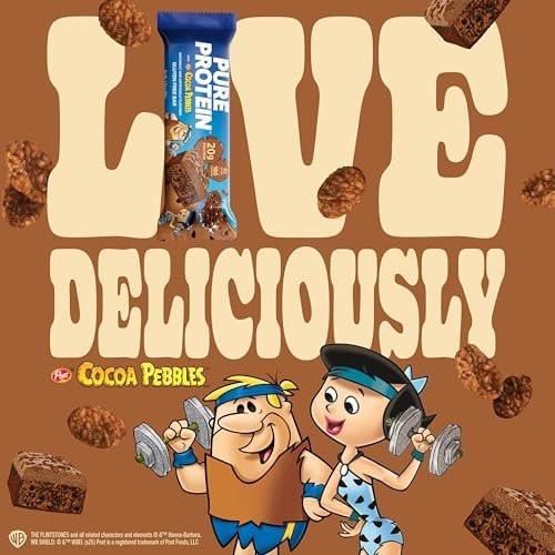 Pure Protein Cocoa PEBBLES™ Proteinriegel – 20g Protein, 4g Zucker, 180 Kalorien (4er Pack) Zuckerarmer* High-Protein-Snack, glutenfrei – perfekt für einen gesunden Snack