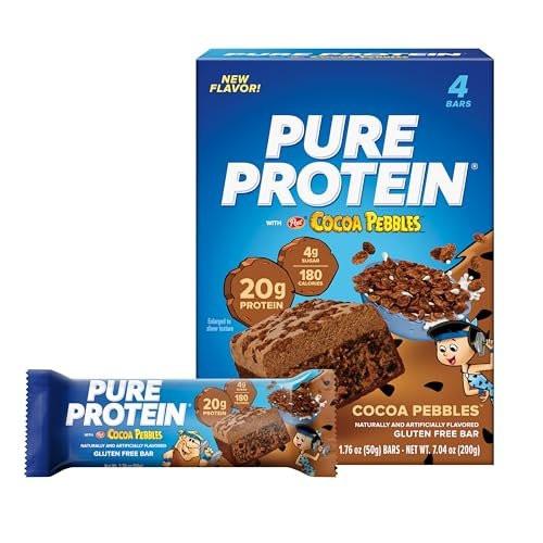 Pure Protein Cocoa PEBBLES™ Proteinriegel – 20g Protein, 4g Zucker, 180 Kalorien (4er Pack) Zuckerarmer* High-Protein-Snack, glutenfrei – perfekt für einen gesunden Snack