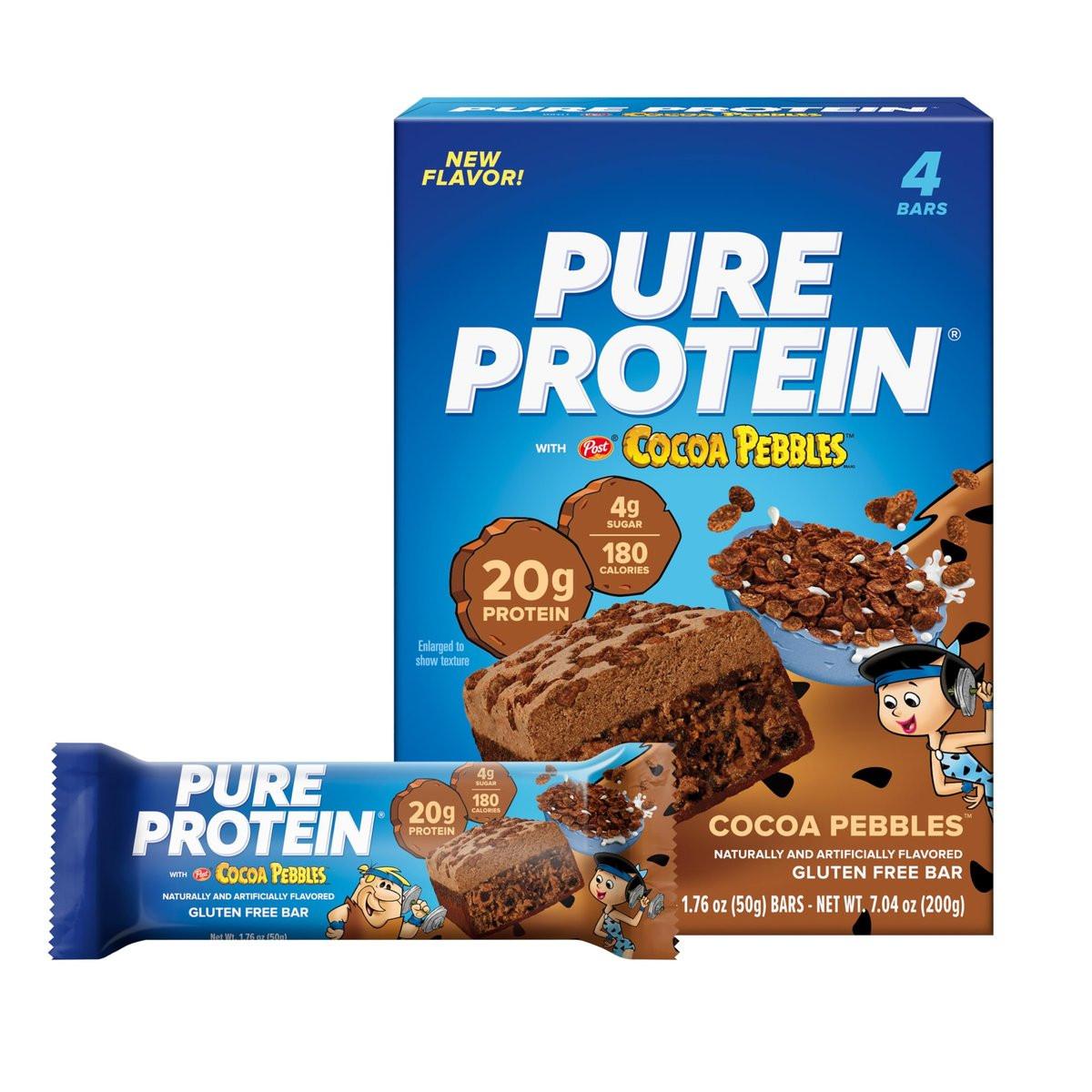 Pure Protein Cocoa PEBBLES™ Proteinriegel – 20g Protein, 4g Zucker, 180 Kalorien (4er Pack) Zuckerarmer* High-Protein-Snack, glutenfrei – perfekt für einen gesunden Snack
