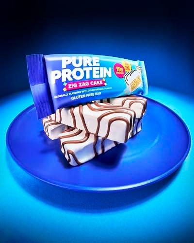 Pure Protein Zig Zag Cake Proteinriegel – 19g Protein, 3g Zucker, 190 Kalorien (4er Pack) – Zuckerarmer* High-Protein Snack, Glutenfrei – Perfekt für einen gesunden Snack