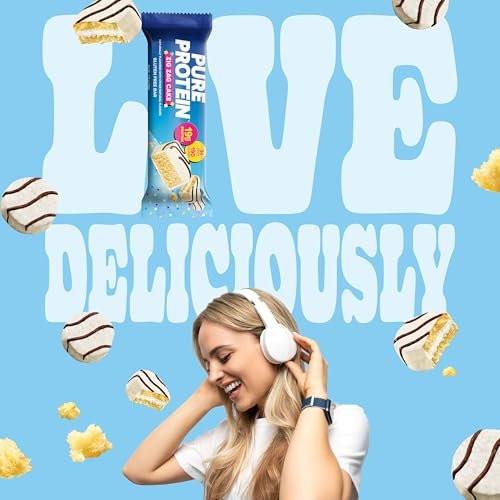 Pure Protein Zig Zag Cake Proteinriegel – 19g Protein, 3g Zucker, 190 Kalorien (4er Pack) – Zuckerarmer* High-Protein Snack, Glutenfrei – Perfekt für einen gesunden Snack
