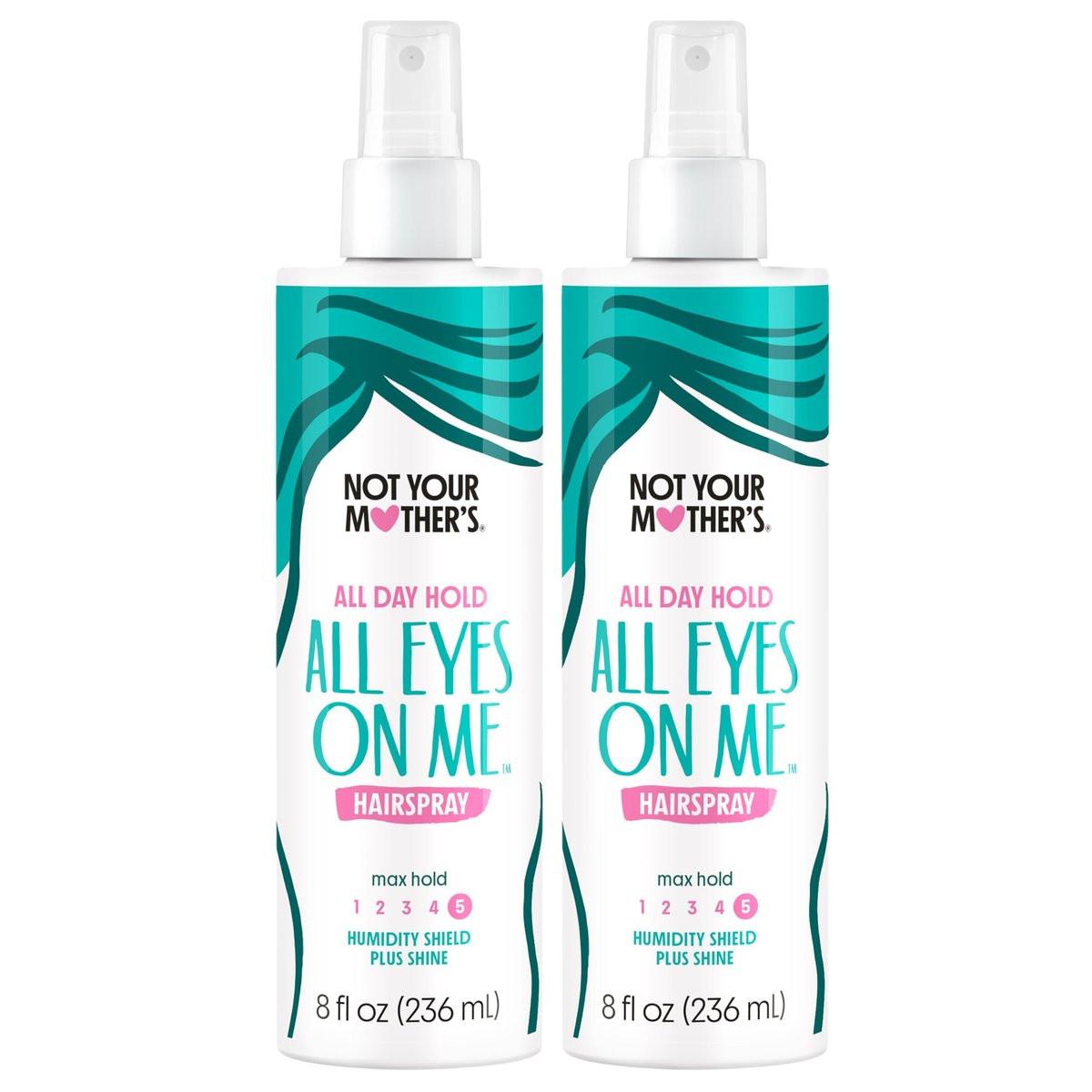 Not Your Mother's All Eyes On Me All-Day Haarspray – 2er-Pack (2x 237 ml) – Starker Halt, weicher Stil – Feuchtigkeitsschild mit Glanz – Nicht-Aerosol Haarspray