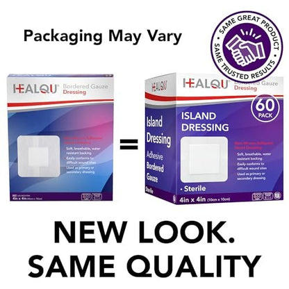 HEALQU Island Dressing - 4x4 cm, 60 Stück - Sterile Wundauflage mit Gaze, wasserabweisend, atmungsaktiv